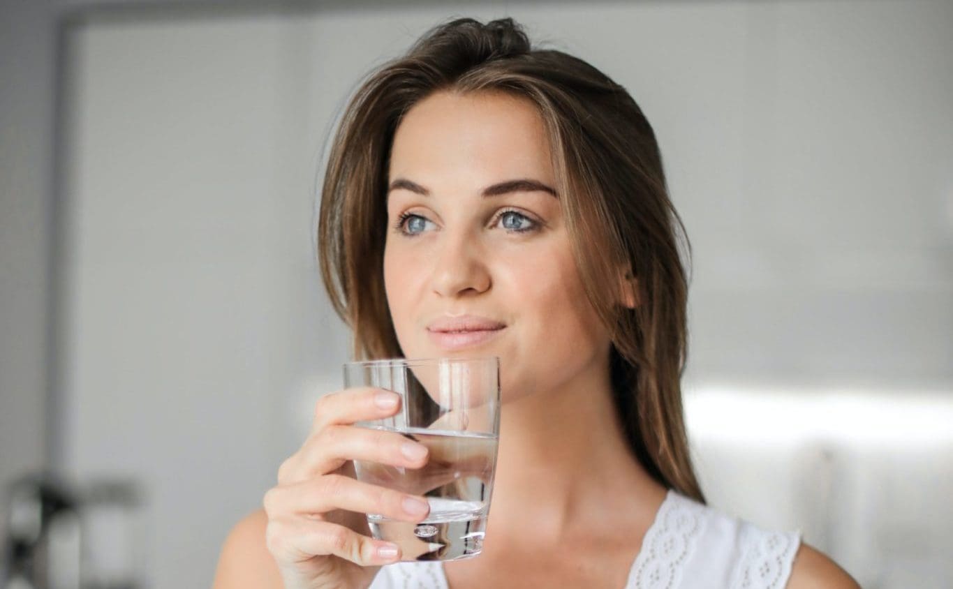 woman drinking water