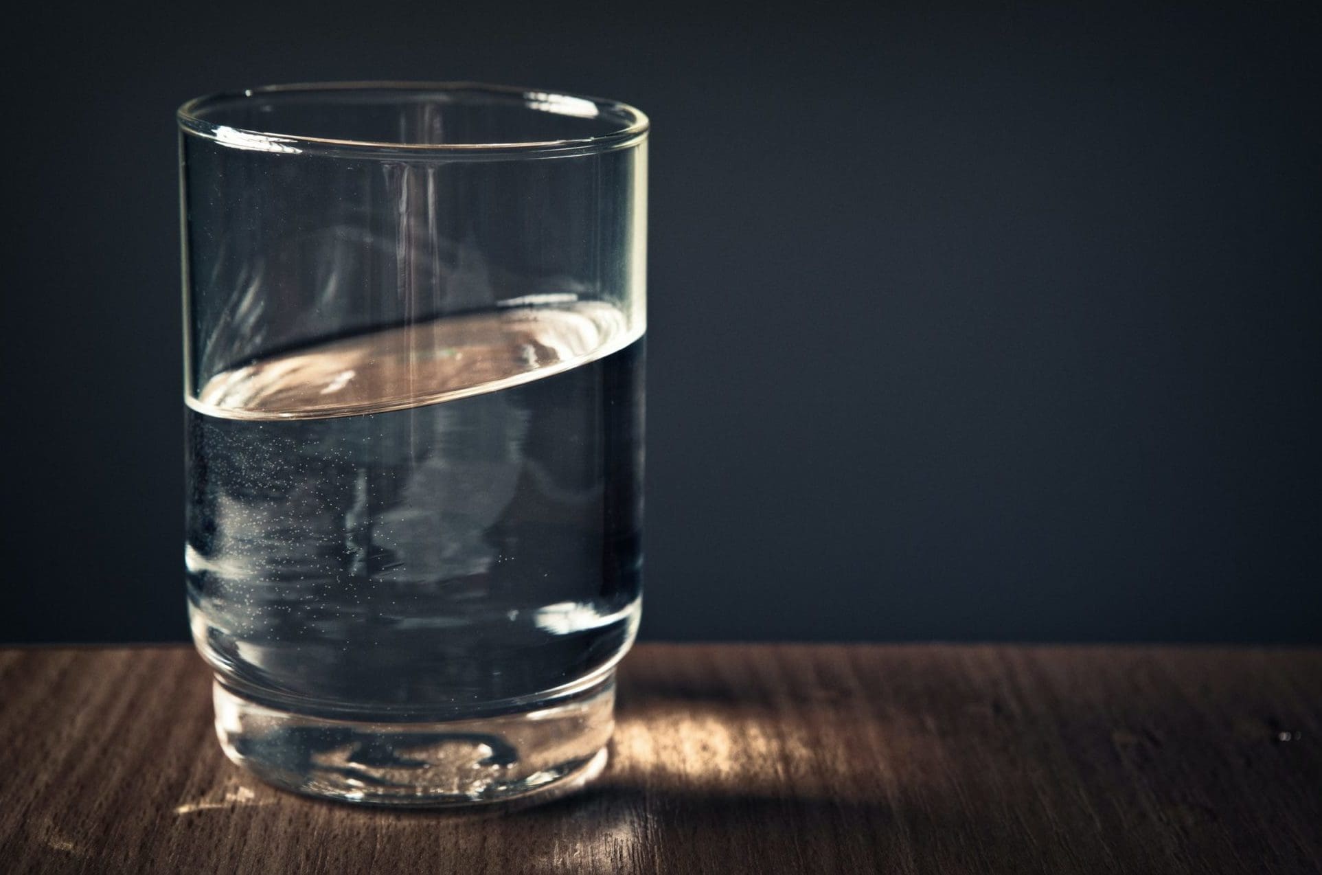 glass of water on table