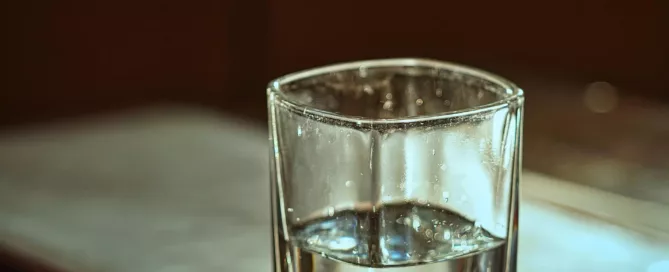 glass of water on table