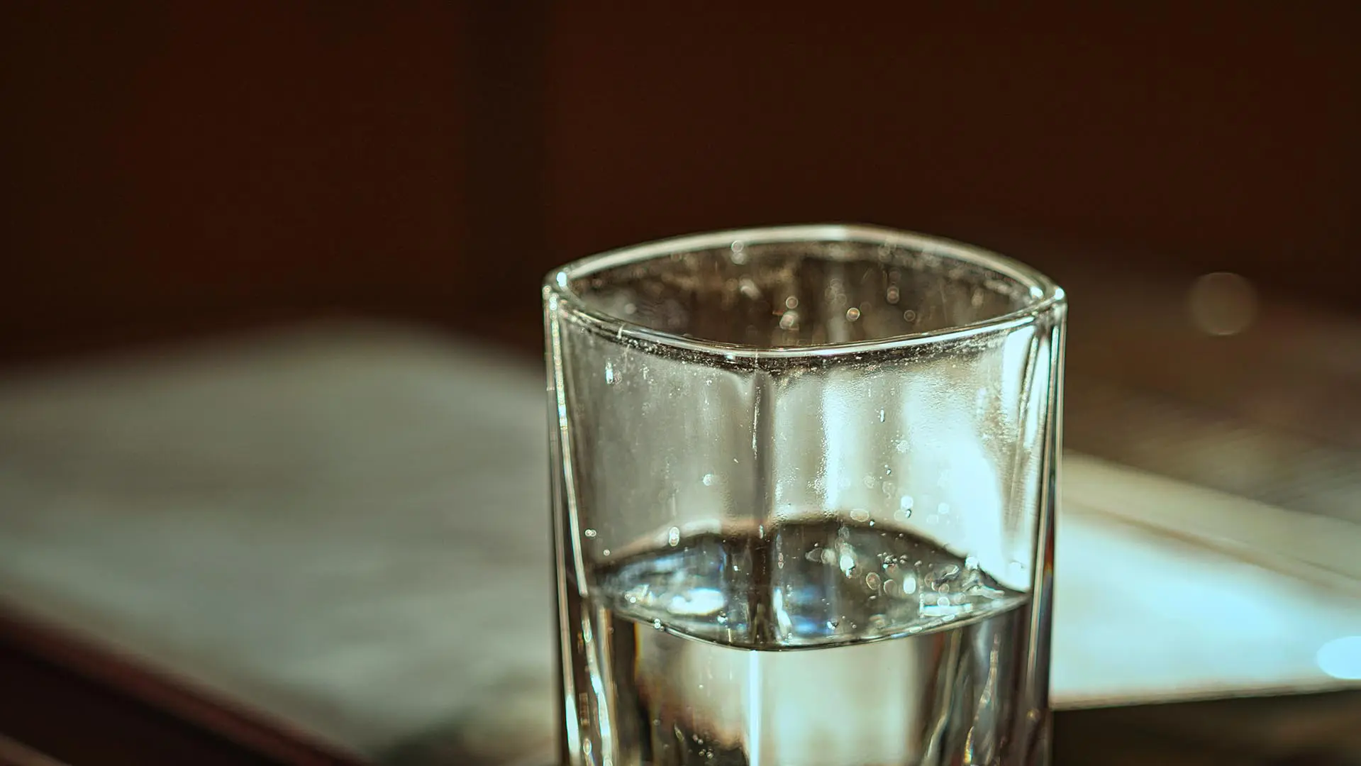 glass of water on table