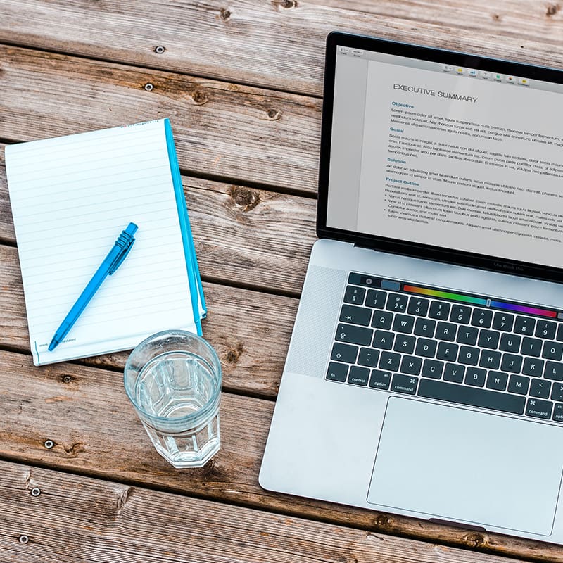 homeoffice with glass of water