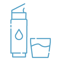 reusable water bottle and glass
