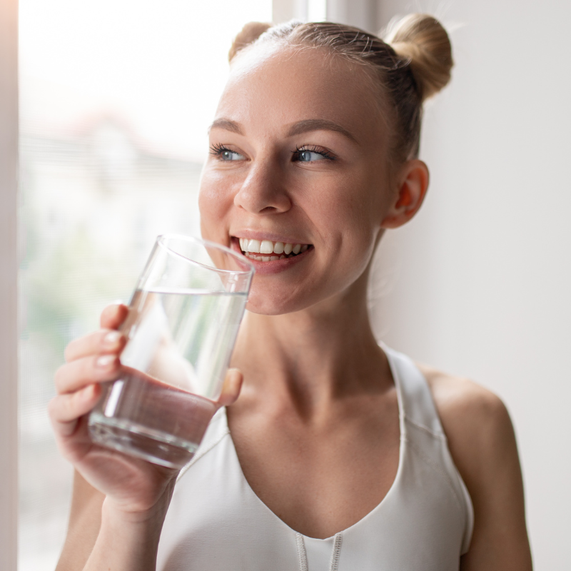 woman drinking water