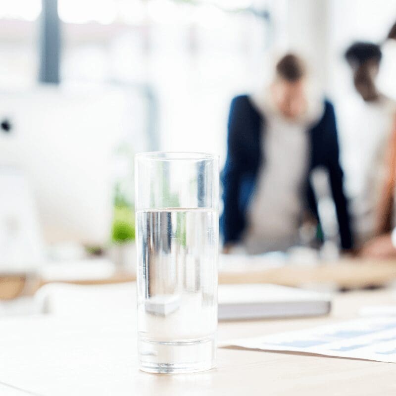 drinking water glass at work